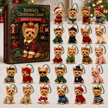 Yorkie Christmas Closet Advent Calendar 2026 24 Day Festive Countdown Acrylic Charms Blind Box Gift For Yorkshire Terrier Lovers