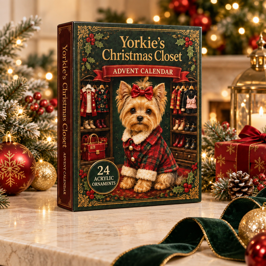 Yorkie Christmas Closet Advent Calendar 2026 24 Day Festive Countdown Acrylic Charms Blind Box Gift For Yorkshire Terrier Lovers