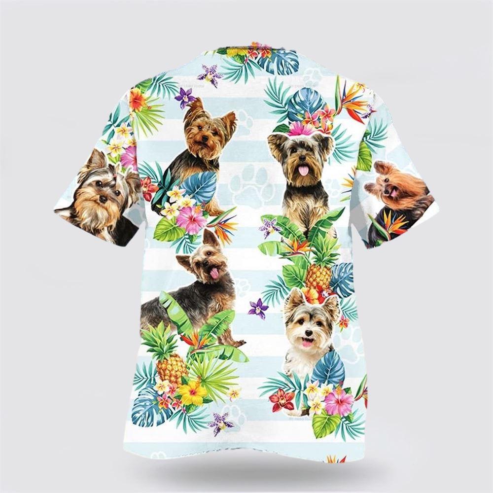 Yorkshire Terrier Dog Pineapple Flower Pattern Hawaiian Shirt – Dog Lover Hawaiian Shirts1