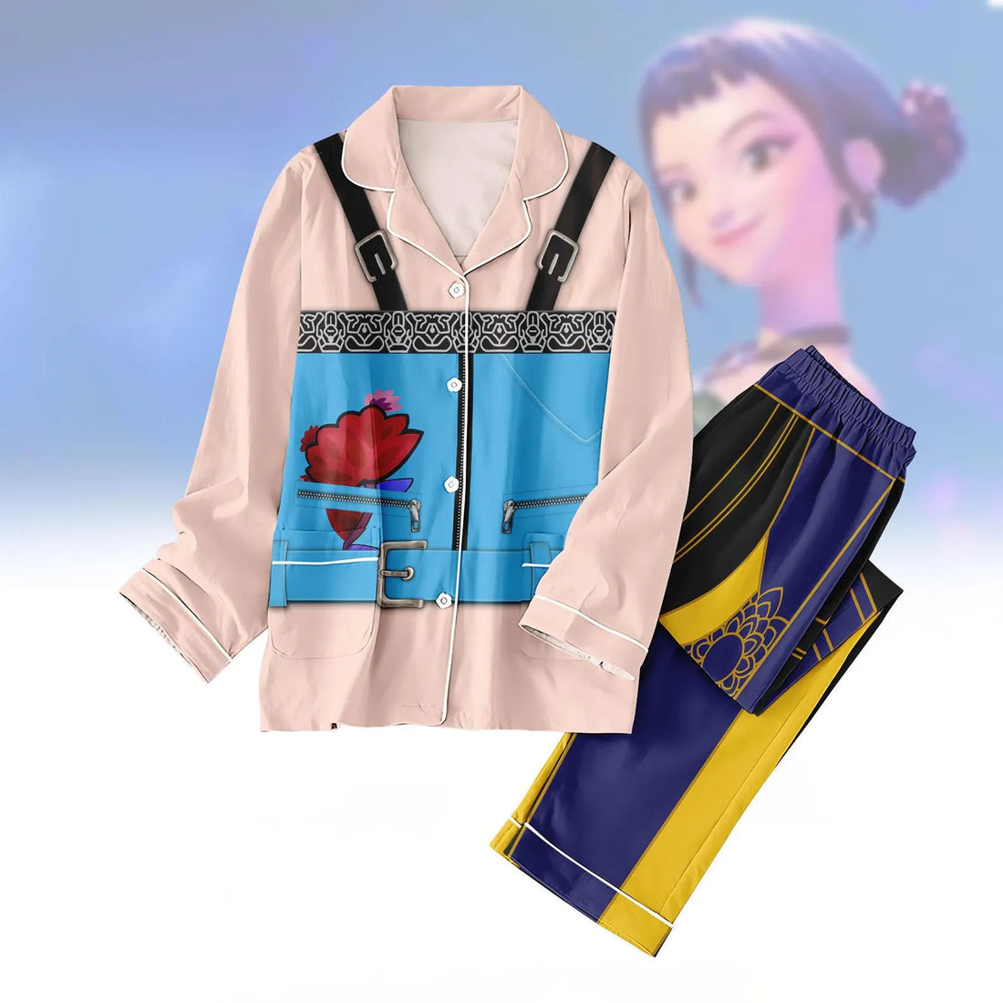 Zoey Kpop Demon Hunters Cosplay Pajamas Set, Zoey Inspired Performance Costume, Rumi Zoey Mira Cosplay Pajamas Pant, Huntrix Fan Gift