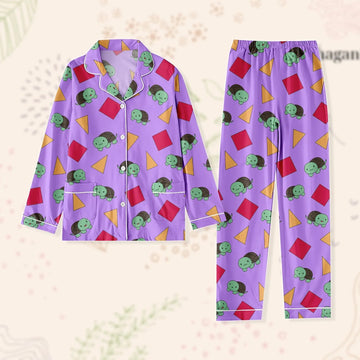 Zoey Pajamas Set, Kpop Demon Hunters pjs, Zoey Huntrix Cosplay Sleepwear, Turtle Pattern Beach Silk Pajamas, Pjs Gift For Her