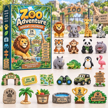 Zoo Adventure Advent Calendar 2026 - 24-Day Countdown, Acrylic Charms