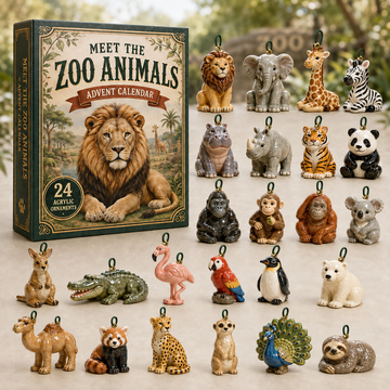 Zoo Animals Kingdom Advent Calendar 2026 24 Day Festive Countdown Acrylic Charms Blind Box Gift For Animal Lovers
