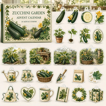 Zucchini Growing Advent Calendar 2026 - 24-Day Countdown, Acrylic Charms