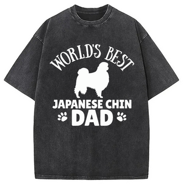 Personality fashion World Best Japanese Chin Dad Washed T-Shirt