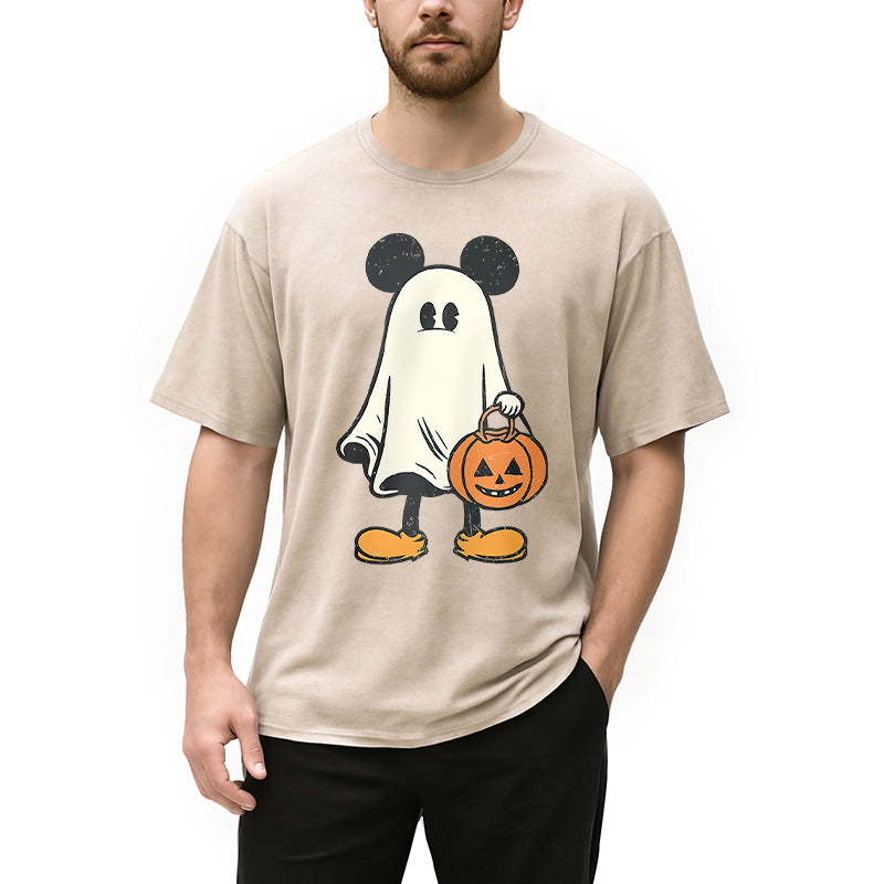 Personality fashion Halloween Mickey Washed T-Shirt