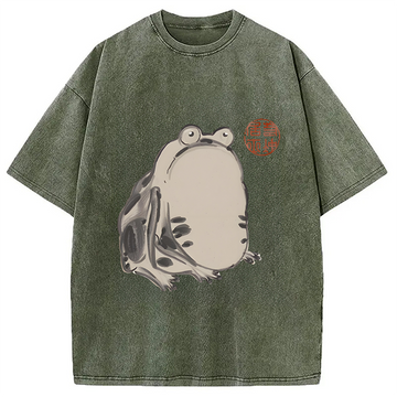 Personality fashion Sai Chu-fu Frog Washed T-Shirt