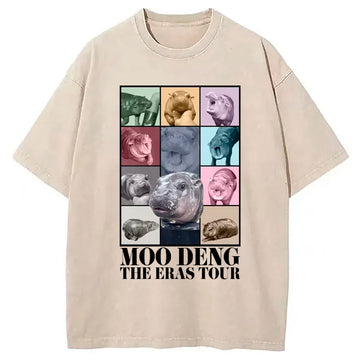 Personality fashion Moodeng Hippo The Era Tour Washed T-Shirt