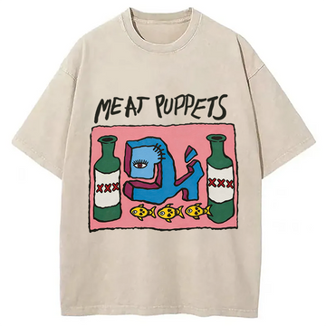 Personality fashion Ment Puppets Washed T-Shirt
