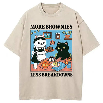 Personality fashion Cat Dessert Shop Washed T-Shirt