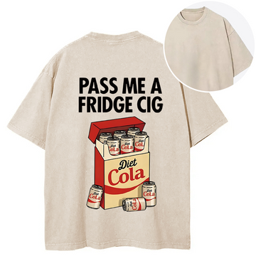 Personality fashion Diet Cola Cigarette Pack Back Washed T-Shirt