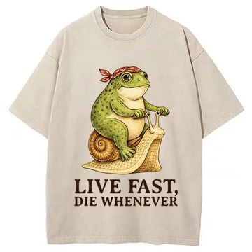 Personality fashion Live Fast Die Whenever Washed T-Shirt