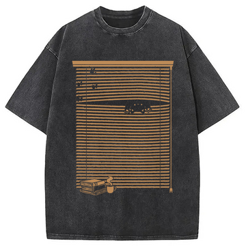 Personality fashion Spying Cat Washed T-Shirt