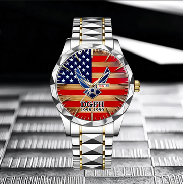 Customized American Flag Watch – Military-Themed Watche With Customizable Department Logo - A Gift For Friend,Family,Soldier