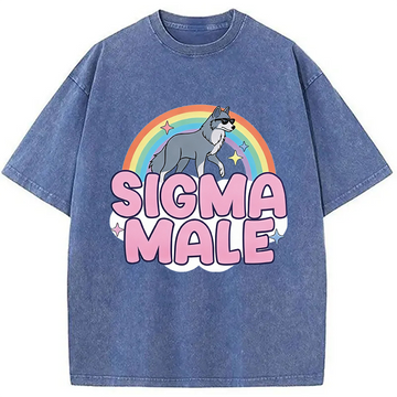 Personality fashion Sigma Male Funny Washed T-Shirt