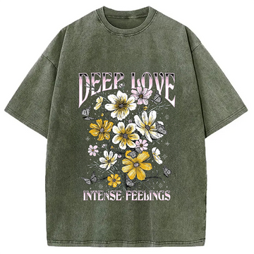 Personality fashion Deep Love Intense Feeling Washed T-Shirt