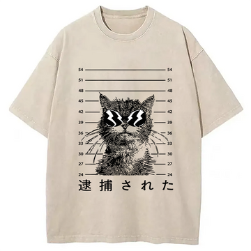 Personality fashion Cat Was Arrested  Washed T-Shirt
