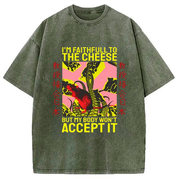 Personality fashion Lactose Intolerant Funny Rat Washed T-Shirt
