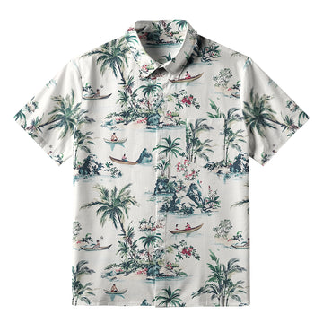 Personality fashion  Tropical Scenery Button-up Shirt