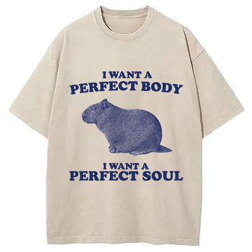 Personality fashion Capybara I Want A Perfect Washed T-Shirt