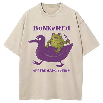 Personality fashion Bonkered of The Dang Yoinky Goose Washed T-Shirt