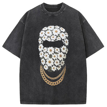 Personality fashion Daisy Mask Washed T-Shirt