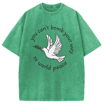Personality fashion Bombs for World Peace Washed T-Shirt