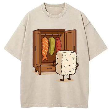 Personality fashion Sushi Pick Out Clothes Washed T-Shirt