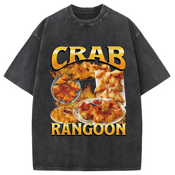 Personality fashion Crab Rangoon Funny Meme Washed T-Shirt
