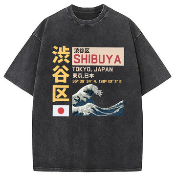 Personality fashion Shibuya Tokyo Japan Acid Washed T-Shirt