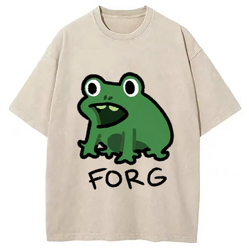 Personality fashion Funny Forg Japanese Washed T-Shirt