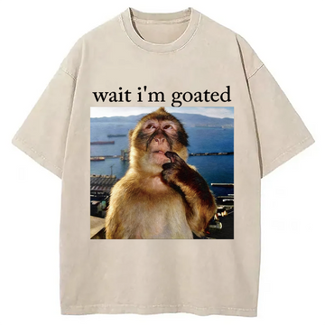 Personality fashion Funny Thinking Monkey Meme Washed T-Shirt