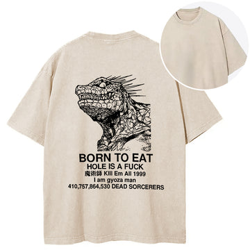Personality fashion Born To Eat Back Washed T-Shirt
