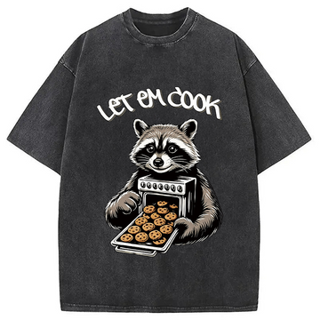 Personality fashion Let Em Cook Raccoon Washed T-Shirt