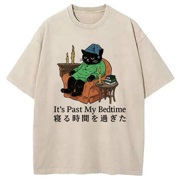 Personality fashion Cat That Goes To Bed Early Washed T-Shirt