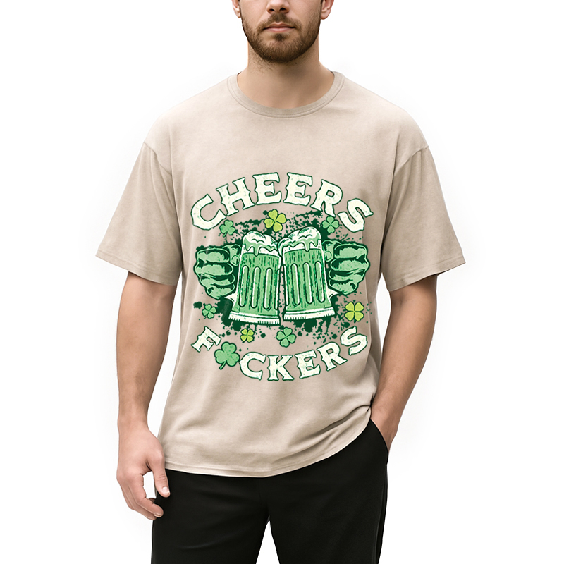 Personality fashion Cheers Fuckers St Patricks Day Washed T-Shirt