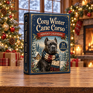 Cozy Winter Cane Corso Advent Calendar 2026 - 24-Day Festive Countdown, Acrylic Charms Blind Box - Gift For Cane Corso Lovers