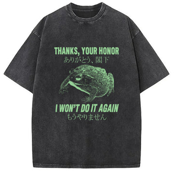 Personality fashion I Won't Do It Again Frog Washed T-Shirt