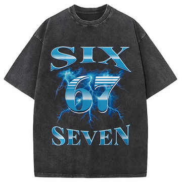 Personality fashion Six Seven 67 Meme Washed T-Shirt