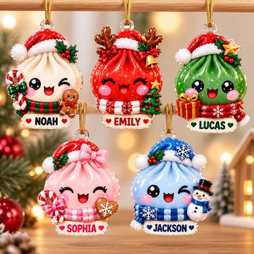 Personalized Christmas Dumpling Dim Sum Acrylic Ornament, Christmas Gift, Dumpling Lover Gift, Kids Christmas Gift
