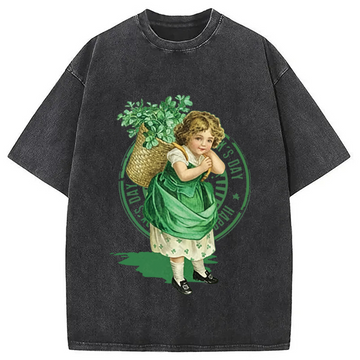 Personality fashion St Patricks Day Retro Washed T-Shirt