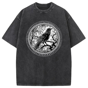 Personality fashion Circle of the Raven Washed T-Shirt