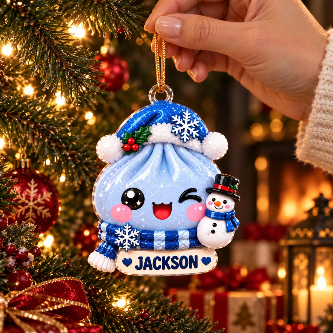 Personalized Christmas Dumpling Dim Sum Acrylic Ornament, Christmas Gift, Dumpling Lover Gift, Kids Christmas Gift