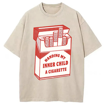 Personality fashion Inner Child Cigarette Washed T-Shirt