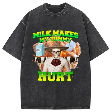 Personality fashion Lactose Intolerance Meme Washed T-Shirt
