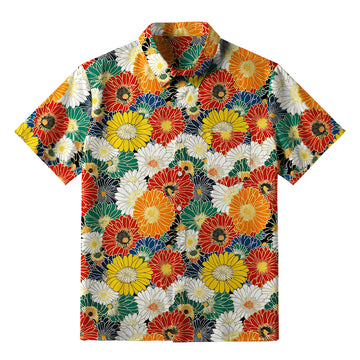 Personality fashion  Colorful Chrysanthemums Button-up Shirt