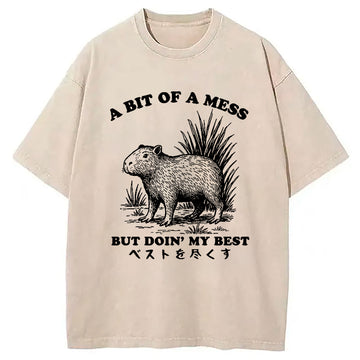 Personality fashion Capybara Doing Its Best Washed T-Shirt