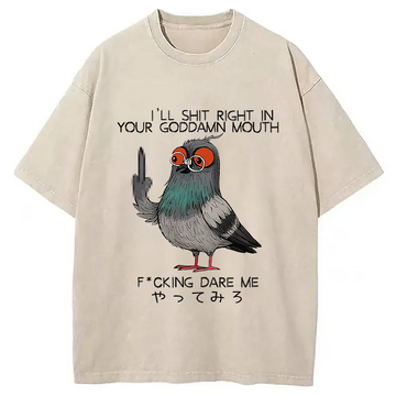 Personality fashion Angry Pigeon Washed T-Shirt