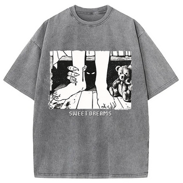 Personality fashion Monster Under The Bed Washed T-Shirt