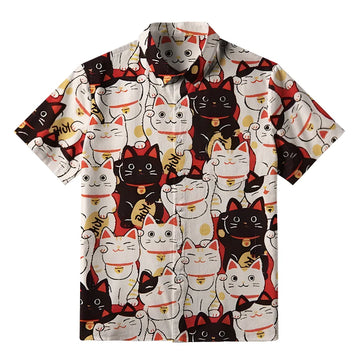 Personality fashion  Lucky Cat Button-up Shirt